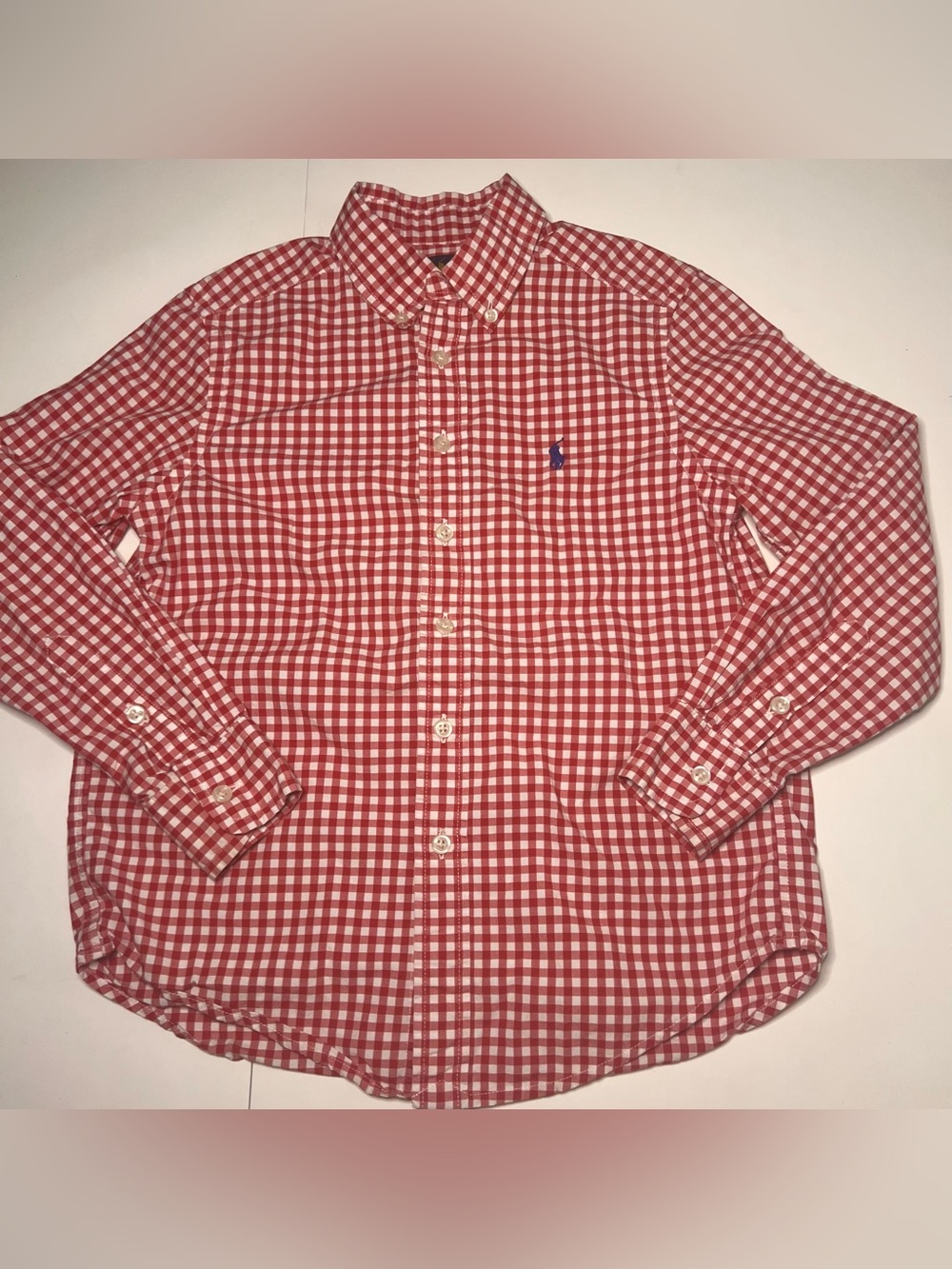 Ralph Lauren Boys Red and White Gingham Button-Down Shirt